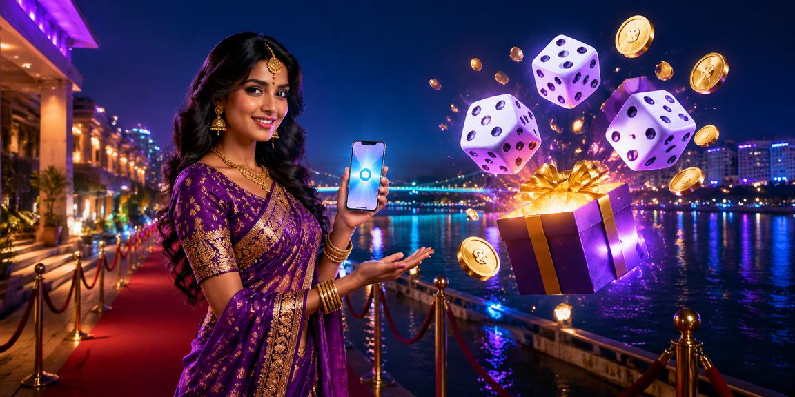 Ahmedabad riverfront dice game theme with Indian model illustration